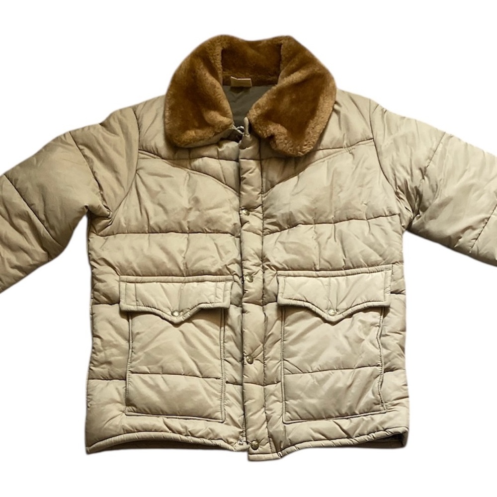 Men’s Puffer Jacket with Faux Fur Collar Walls Brand Vintage Retro looking